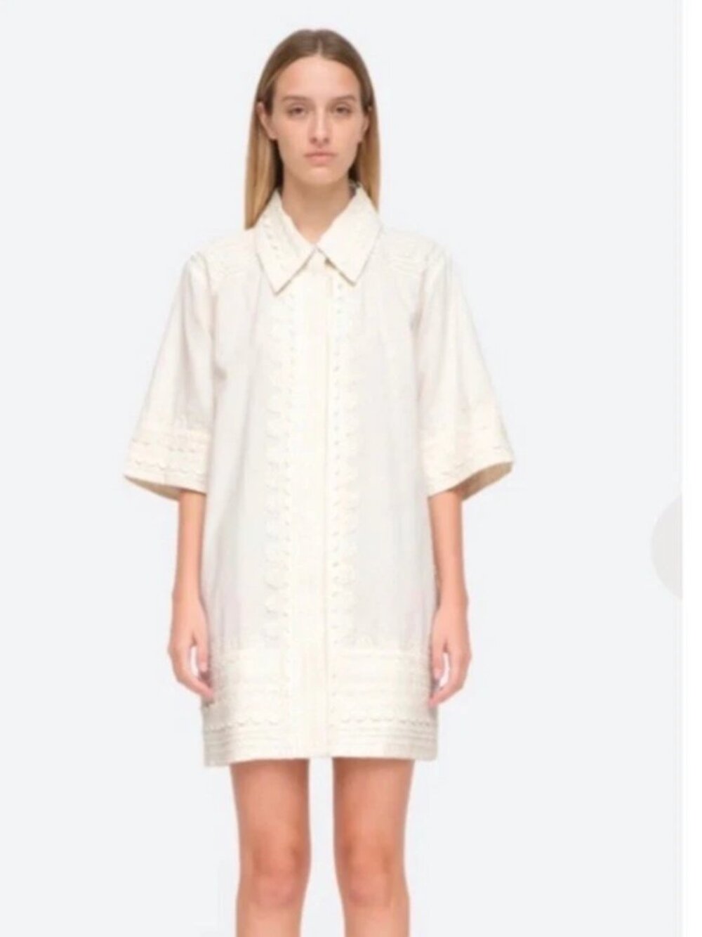 Sea New York Ryleigh Shirt Dress Cotton XL Ric Rack Embroidered Pockets!
